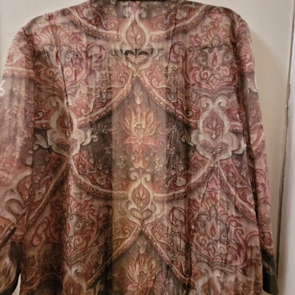 Vtg Paisley/Floral Print Sheer Kimono Robe Size 12 USA Made Neutral Feminine - Picture 5 of 7
